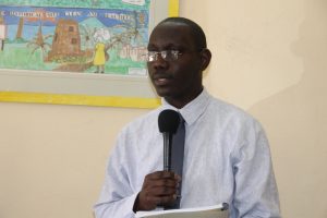 Policy and Regulations Officer in the Ministry of Tourism John Hanley giving brief remarks at the Taxi Permit Handing over Ceremony at The Nevis Island Administration Building on March 11, 2015.