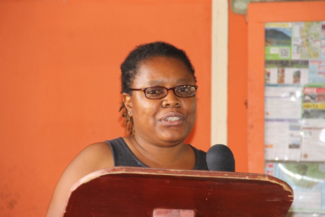 Global Environment Facility (GEF) Representative Ilis Watts delivering remarks at the opening ceremony of the Newcastle Pottery Making workshop on June 8, 2015 at the Newcastle Pottery