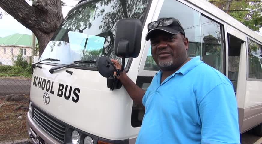 Driver of the newest bus in the Department of Education’s free School Bus Programme Franklyn Fyfield
