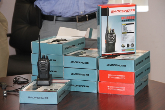 The 12 BAOFENG short range two-way radios, a gift from Junior Minister in the Ministry of Communications and Works Hon. Troy Liburd on June 25, 2015, to the Ministry of Communications and Works in the Nevis Island Administration