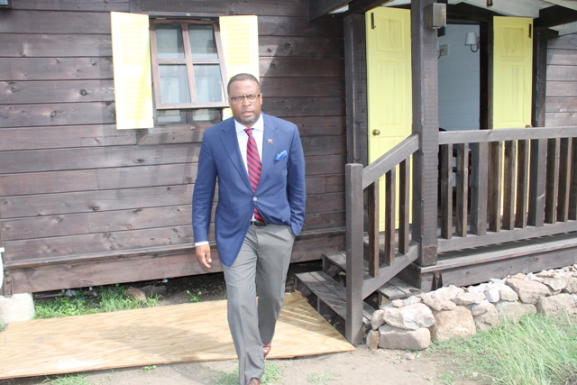 Deputy Premier of Nevis and Minister of Tourism Mark Brantley leaving a unit at Paradise Palms, Paradise Estate on Sept. 23rd 2015