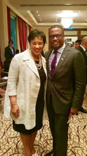 St Kitts-Nevis Chief Diplomat, Foreign Affairs Minister Hon. Mark Brantley congratulates Commonwealth Secretary General-elect HE Baroness Patricia Scotland