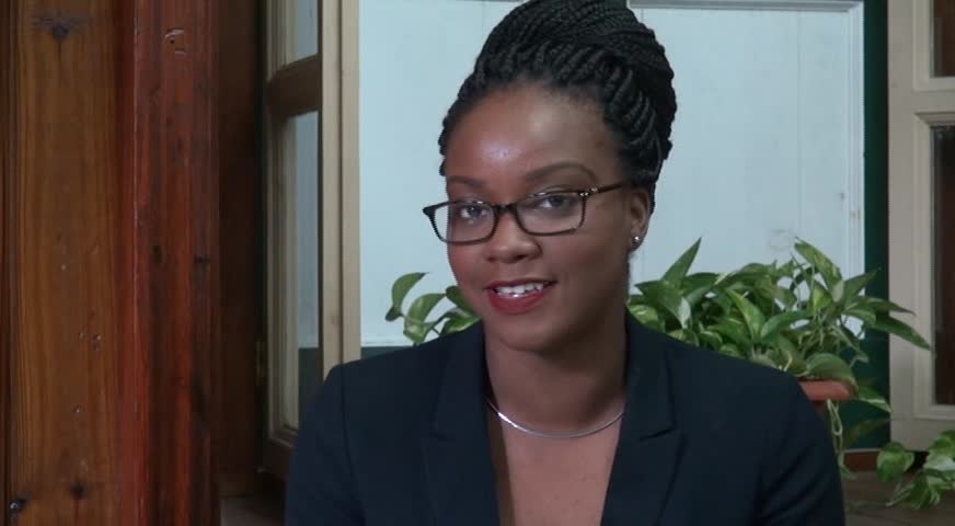 Mickia Mills, Nevis’ representative at the 7th annual Commonwealth Youth Parliament in Australia during an interview at Department of Information on November 11, 2015