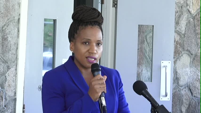 Permanent Secretary in the Ministry of Health Nicole-Slack Liburd delivering remarks at a recent Thanksgiving Service at the Flamboyant Nursing Home