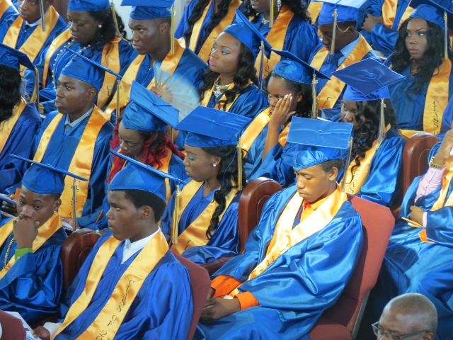 Students in the Gingerland Secondary School graduating class of 2015 at their graduating ceremony at the Gingerland Methodist Church on November 12, 2015