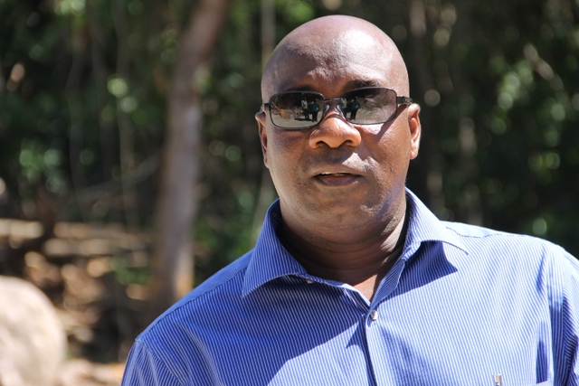 Hon. Alexis Jeffers, Minister of Housing and Lands in the Nevis Island Administration and Chairman of the Nevis Housing and Lands Development Corporation Board of Directors on a recent visit to the construction site of a bridge at Colquhouns Estate just above Cotton Ground Village