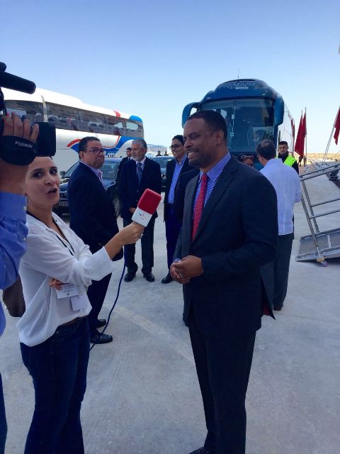 Minister of Foreign Affairs in St. Kitts and Nevis Hon. Mark Brantley speaking with the media in Morocco