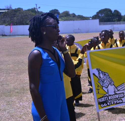 Patron of the 24th Gulf Insurance Inter-Primary Schools Championship Rainielle Arthurton at the opening ceremony of the 24th Gulf Insurance Inter-Primary Schools Championship on March 30, 2016 at the Elquemedo T. Willet Park
