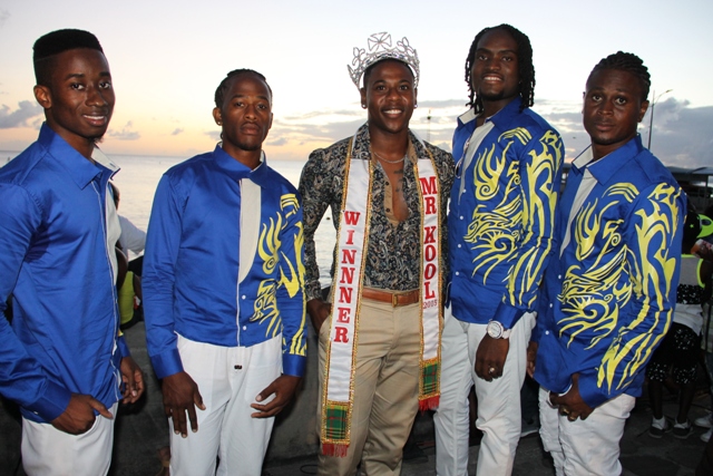 Contestants of the 2016 Mr. Kool Contest with reigning Mr. Kool, at the launch of Culturama 42 at the Charlestown Waterfront on June 17, 2016