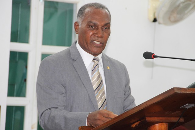 Hon. Vance Amory, Premier of Nevis and Minister of Finance in the Nevis Island Administration, making a presentation at a sitting of the Nevis Island Assembly on July 12, 2016