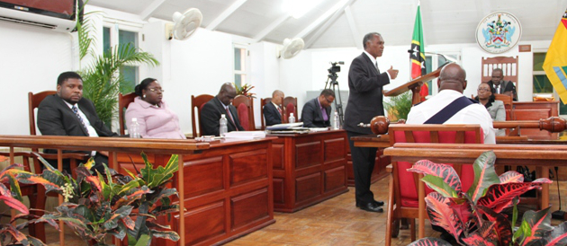 Premier of Nevis and Minister of Finance Hon. Vance Amory at a sitting of the Nevis Island Assembly in Chambers at Hamilton House (file photo)