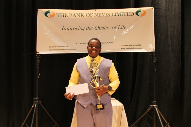 St. Kitts and Nevis top 2016 Caribbean Secondary Education Certificate examinations student Rol-J Williams, after his win at the Bank of Nevis Tourism Youth Congress in 2014