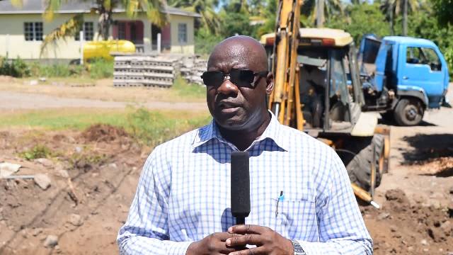 Hon. Alexis Jeffers, Area Representative for the St. James’ Parish and Minister responsible for Communication and Works in the Nevis Island Administration at Barnaby Village at the site of ongoing improvement works to a key bridge on August 23, 2016