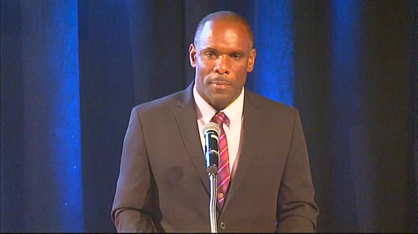 Permanent Secretary in the Ministry of Finance Colin Dore delivering an address at the at the 10th annual Consultation on the Economy hosted by the Ministry of Finance, at the Nevis Performing Arts Centre on September 22, 2016