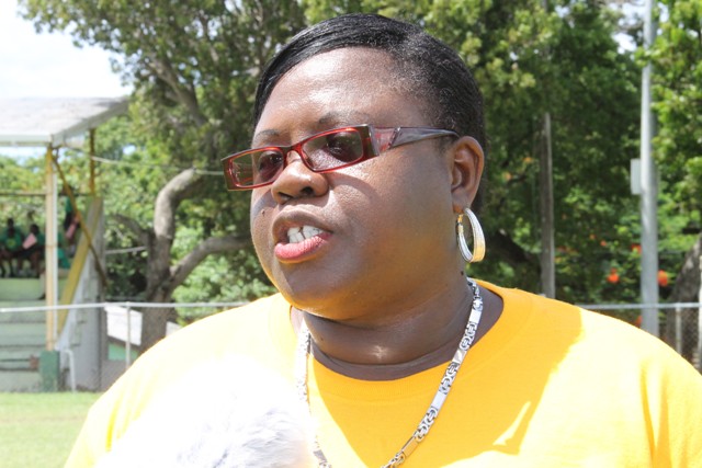 Hon. Hazel Brandy-Williams, Junior Minister of Social Development in the Nevis Island Administration at the Elquemedo T. Willett Park at the end of the Senior Citizen’s march against ageism on October 07, 2016