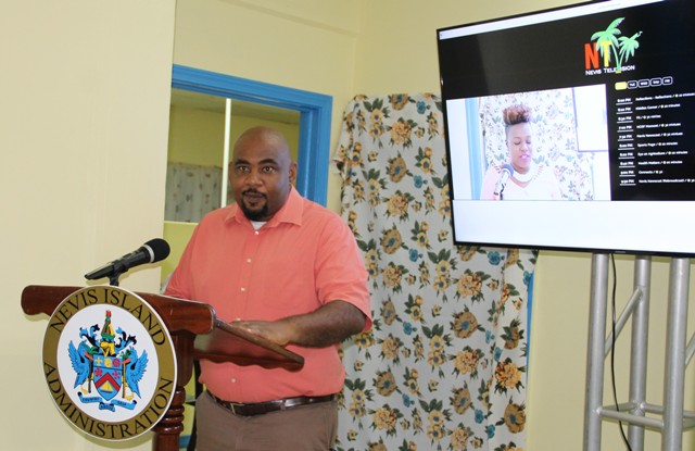 Director of the Department of Information Huey Sargeant at the launch of Nevis Tv Online