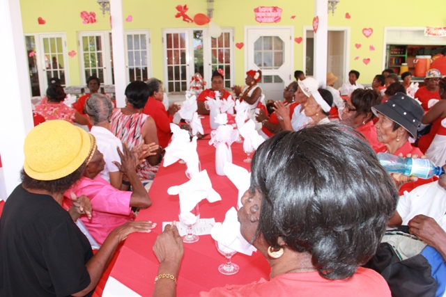 A group of seniors on Nevis at a Valentine’s Day luncheon at Lyn’s Deli earlier this year hosted by the Seniors Division in the Department of Social Services, Ministry of Social Development in the Nevis Island Administration