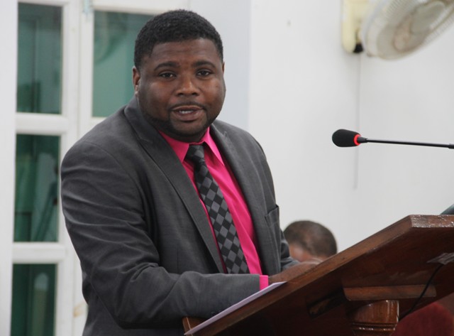 Hon. Troy Liburd, Junior Minister in the Ministry of Communications, Works and Public Utilities in the Nevis Island Administration, at a sitting of the Nevis Island Assembly (file photo)