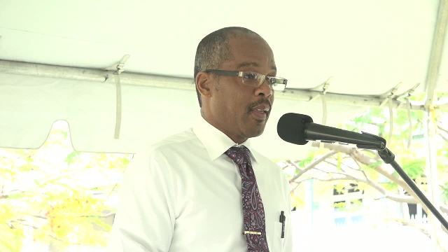 Gary Pemberton, Administrator at the Alexandra Hospital on Nevis delivering a report on the hospital at the Alexandra Hospital’s Annual Christmas Programme at the hospital’s grounds on December 19, 2016