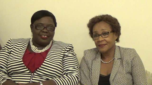 (l-r) Junior Minister responsible for Gender Affairs on Nevis Hon. Hazel Brandy-Williams and Siti Batoul Oussein, Deputy Director of UNFPA Sub-Regional Office for the Caribbean based in Jamaica at a one-day Women’s Forum on the role of women and girls in the 2030 Sustainable Development Goals in collaboration with the United Nations Population Fund (UNFPA) at the Mount Nevis Hotel on November 30, 2016