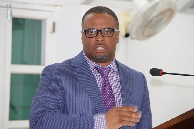 Hon. Mark Brantley Deputy Premier of Nevis and Minister of Health at a sitting of the Nevis Island Assembly (file photo)
