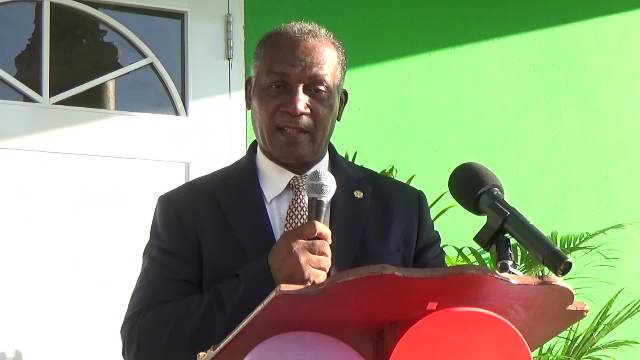 Premier of Nevis Hon. Vance Amory, delivering an address at the official opening ceremony of the Joycelyn Liburd Primary School’s cafeteria in Gingerland on February 14, 2017