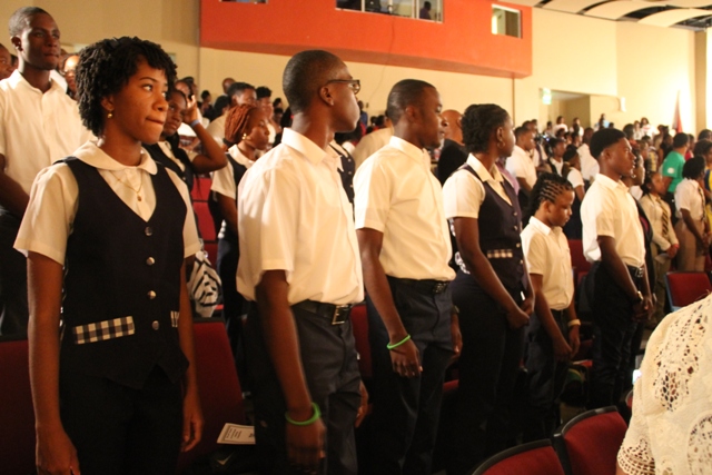 A section of those in attendance at the opening ceremony of the 45th annual Leeward Islands Debating Competition at the at the Nevis Performing Arts Centre on February 23, 2017