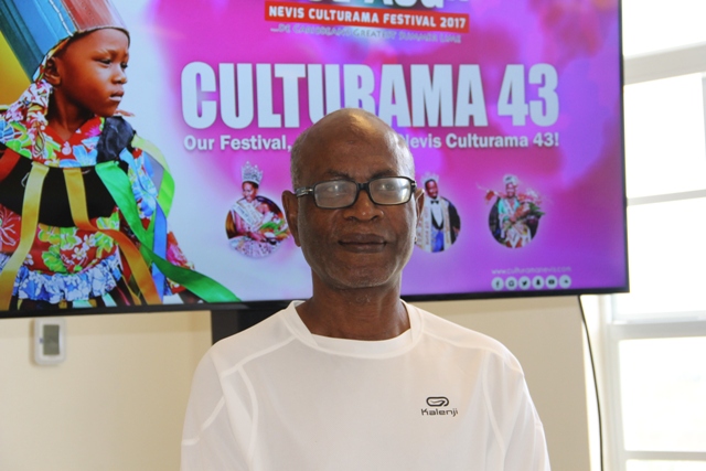 Mr. Joseph “Joe” Claxton of Bath Village the patron for Culturama 43 at the Culturama Secretariat’s press conference at the Social Security conference room at Pinney’s Estate on April 12, 2017