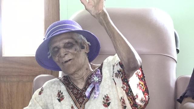 St. Kitts and Nevis’ most recent centenarian Eileen Swanston Smithen of Gingerland at a thanksgiving service in celebration of her 100th birthday on June 20, 2017, at the Zion Gospel Hall