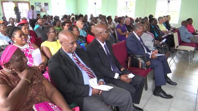 A section of well-wishers at the thanksgiving service in honour of Eileen Swanston Smithen’s 100th birthday on June 20, 2017 at the Zion Gospel Hall in Gingerland