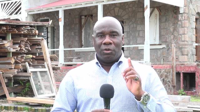 Hon. Alexis Jeffers, Minister of Housing and Land on Nevis at the Government House Restoration Project at Bath Plain on June 20, 2017