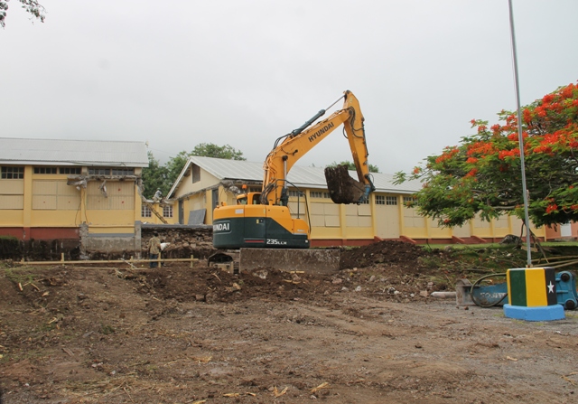 Ongoing works at the Gingerland Secondary School by a local contractor under the supervision of the Public Works Department in the Ministry of Communication and Works on Nevis