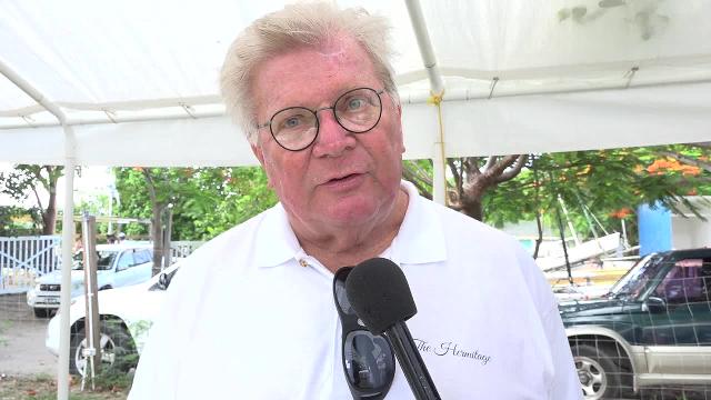 Richard “Luppi” Lupinacci owner of The Hermitage Plantation Inn, in Gingerland, at the Nevis Tourism Authority’s Nevisian Chef Mango Feast at Oualie Beach on July 07, 2017