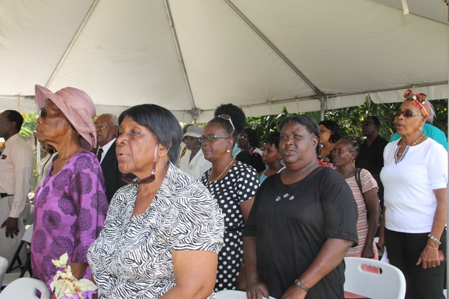 A section of persons present at a memorial service hosted by the Nevis Island Administration on the grounds of the Alexander Hamilton Museum on August 01, 2017 to observe the 47th anniversary of the M.V. Christena Disaster 