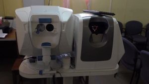 (L-r) A Visual Field machine and an Optical Coherence Tomography donated by the St. Christopher and Nevis Social Security Board and an anonymous donor to the Nevis Eye Care Programme at the Alexandra Hospital on November 22, 2017