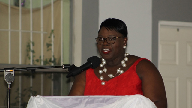 Hon. Hazel Brandy-Williams delivering remarks at the Gala and Awards Ceremony hosted by the Ministry of Social Development, Social Services Department Seniors Division at the Occasions Entertainment Arcade on October 31, 2017