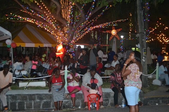 Patrons at the Memorial Square in Charlestown during a Christmas tree lighting ceremony hosted by the Ministry of Social Development through the Department of Community Development (file photo)