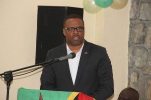 Premier of Nevis Hon. Mark Brantley delivering remarks at the New Year Celebration Service of the Royal St. Christopher and Nevis Police Force at the Charlestown Police Station’s Recreational Room on January 03, 2018