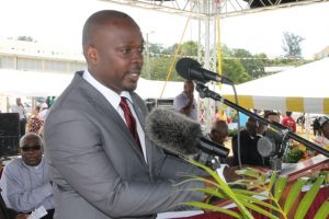 Mr. Randy Elliott, Director at the Department of Agriculture delivering remarks at the department’s 24th Annual Open Day at the Villa Grounds in Charlestown