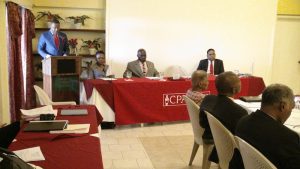 A section of members of the Nevis Island Assembly and Parliamentarians from St. Kitts and Nevis at the opening ceremony of the two-day Commonwealth Parliamentary Association’s Post Election Seminar at the Mount Nevis Hotel on May 15, 2018