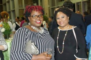 (l-r) Hon. Hazel Brandy Williams, Junior Minister of Health and Gender Affairs on Nevis with Denise Tosiasah-Angus MD, Presiding Officer at the Tobago House of Assembly Legislature share at a cocktail hosted by the Trinidad and Tobago Parliament at the Parliament Building in Port of Spain, for participants at the 10th Gathering of Parliamentary Network for Gender Equality Gender Responsive Climate Action hosted by the Parliament of the Republic of Trinidad and Tobago from May 22nd to 24th 2018(photo courtesy Trinidad and Tobago Parliament)