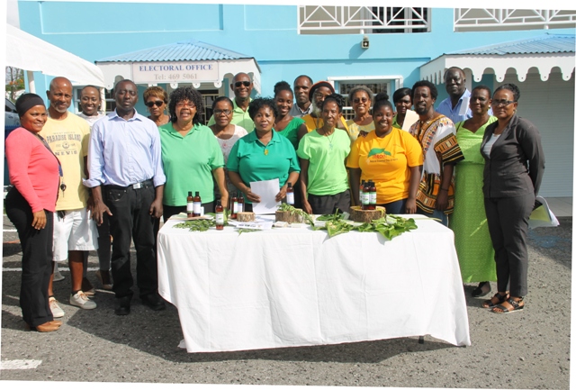 Participants of the Essential Oils Workshop on Nevis with facilitator Mr. Timothy and others present at the closing ceremony on May 23, 2018