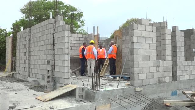 Cabinet members of the Nevis Island Administration visiting the construction site of the Newcastle Police Station recently