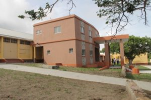 A side view of the new office complex at the Gingerland Secondary School