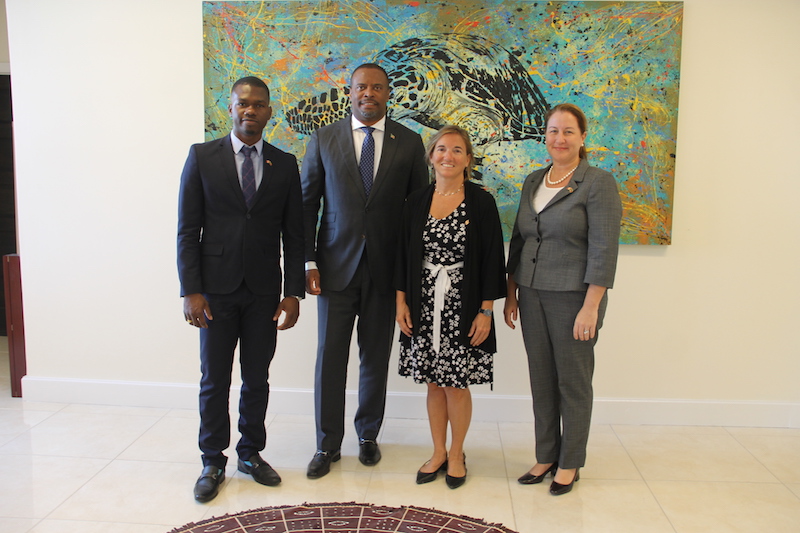 (l-r) Protocol Officer-designate to Her Excellency Ms. Marie Legault, High Commissioner of Canada to Barbados and the Eastern Caribbean; Hon. Mark Brantley, Premier of Nevis; Her Excellency Marie Legault, High Commissioner of Canada to Barbados and the Eastern Caribbean; and Ms. Jessica Mackie, Political and Public Affairs Officer