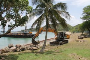 Construction activity at Oualie Bay on June 18, 2018