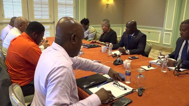 The Cabinet of the Nevis Island Administration at a retreat at the Four Seasons Resort on August 21, 2018