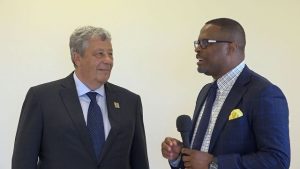 (l-r) Mr. Arkady Chenertsky, First Deputy Chair of the Russian Federation Council Committee on Federal Structure, Regional Policy, Local Government and Northern Affairs, meeting with Hon. Mark Brantley, Minister of Foreign Affairs and Premier of Nevis on August 21, 2018, at his office at Pinney’s Estate