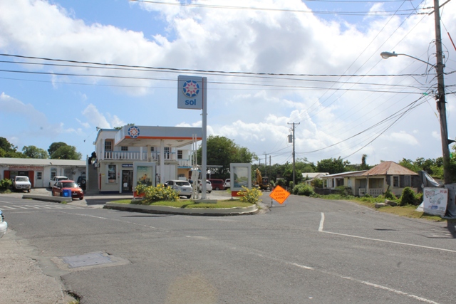 Work commences on the entrance of Bath Village at the intersection of the Island Main Road and Reliable Motors on October 23, 2018, a part of the first phase of the Nevis Island Administration’s Bath Village Road Rehabilitation Project at Bath Village