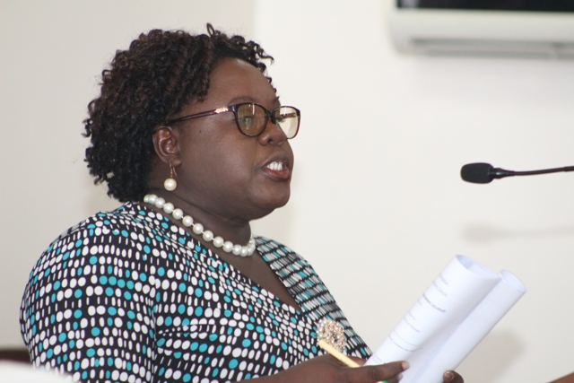 Hon. Hazel Brandy-Williams, Junior Minister with responsibility for Health on Nevis, at a sitting of the Nevis Island Assembly on October 04, 2018